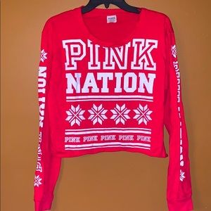 PINK Holiday Long Sleeve Crop Top